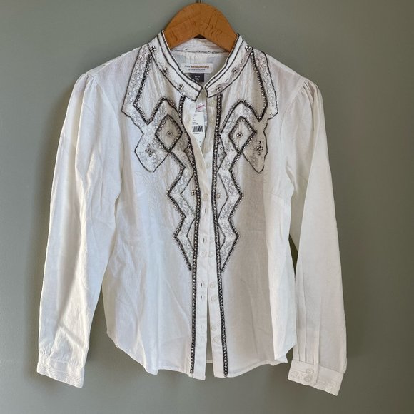 Anthropologie Embellished Rhinestone Womens Top XXSP - Picture 3 of 7